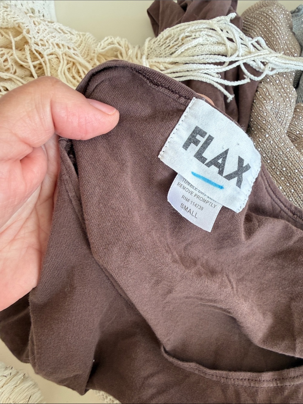 Flax Brown Women's Cotton Ling Sleeve Tee - Small